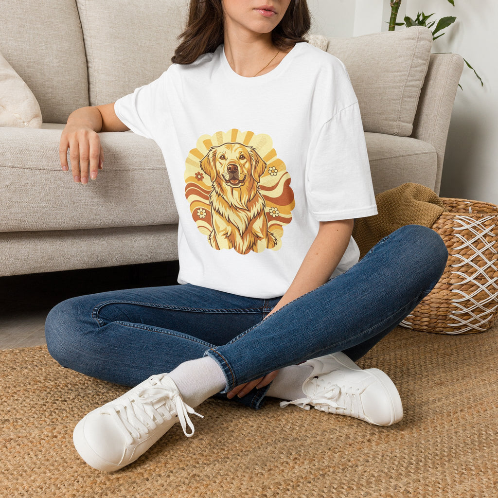 Golden Retriever Retro Groovy 70S Design Shirt | Personalized Golden Retriever Mom Tee | Golden Retriever Lover Gift | Brissa Keepsake