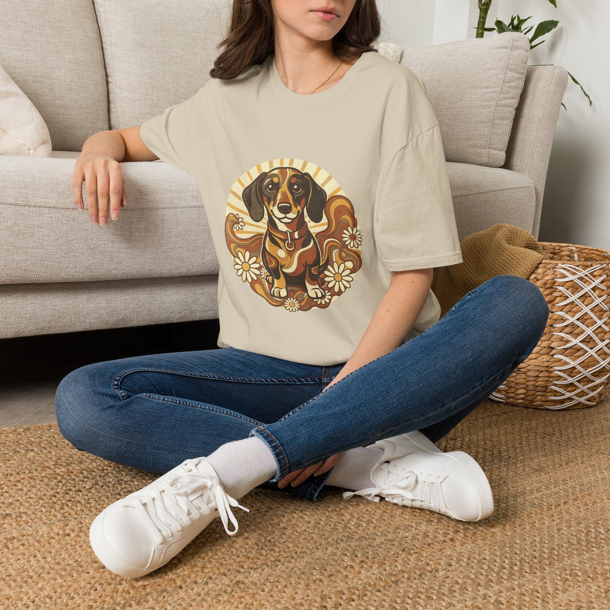 Dachshund Retro Groovy 70S Design Shirt | Personalized Dachshund Mom Tee | Dachshund Lover Gift | Brissa Keepsake
