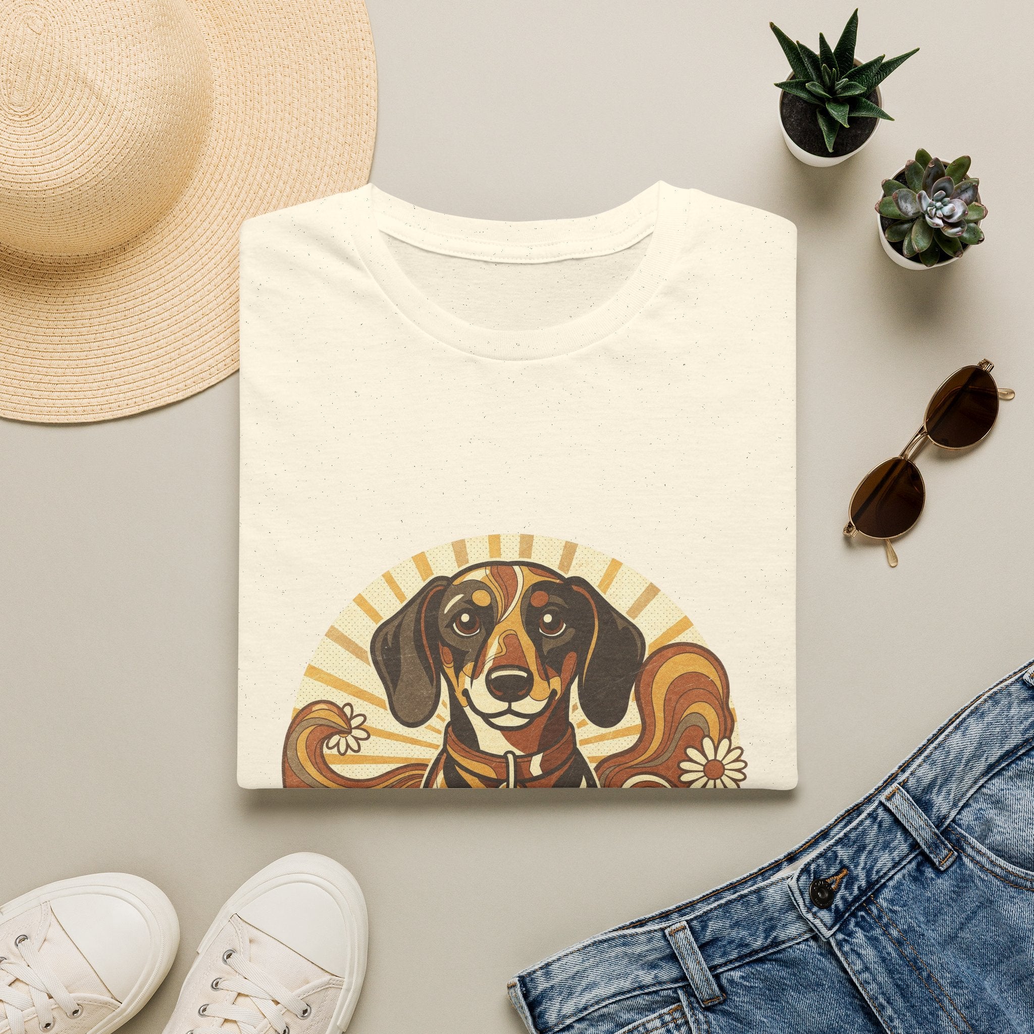 Dachshund Retro Groovy 70S Design Shirt | Personalized Dachshund Mom Tee | Dachshund Lover Gift | Brissa Keepsake