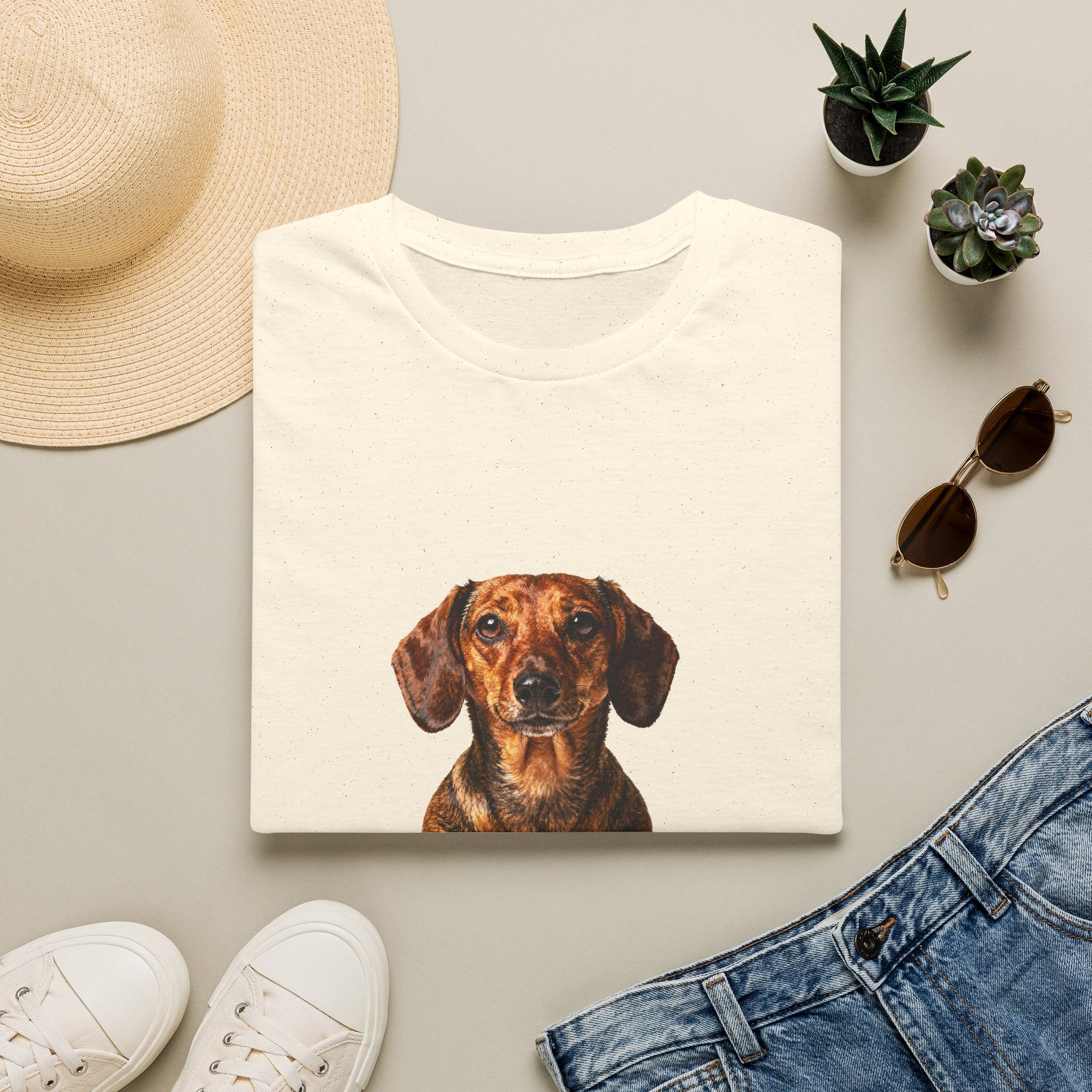 Dachshund Fine Art Photorealistic Portrait Shirt | Personalized Dachshund Mom Tee | Dachshund Lover Gift | Brissa Keepsake