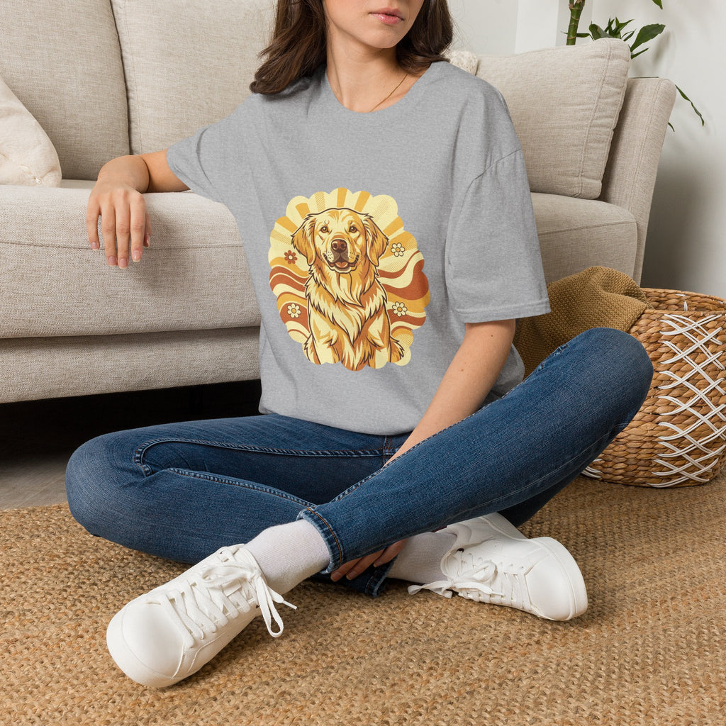 Golden Retriever Retro Groovy 70S Design Shirt | Personalized Golden Retriever Mom Tee | Golden Retriever Lover Gift | Brissa Keepsake