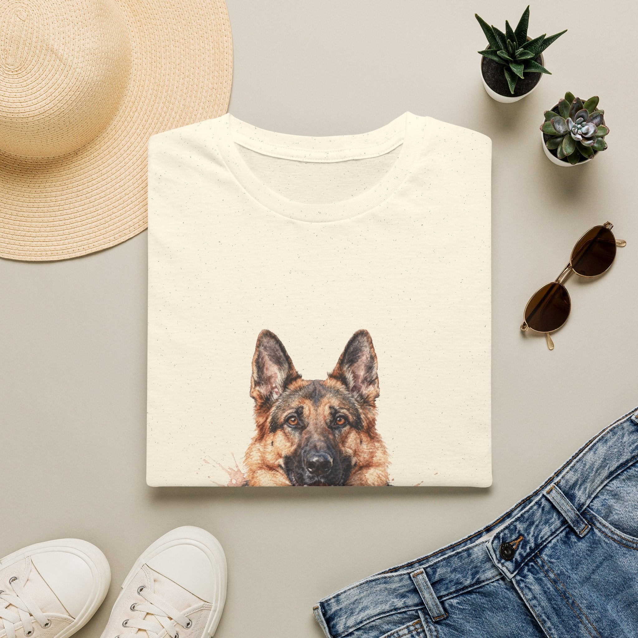 German Shepherd Watercolor Portrait Shirt | Personalized German Shepherd Mom Tee | German Shepherd Lover Gift | Brissa Keepsake