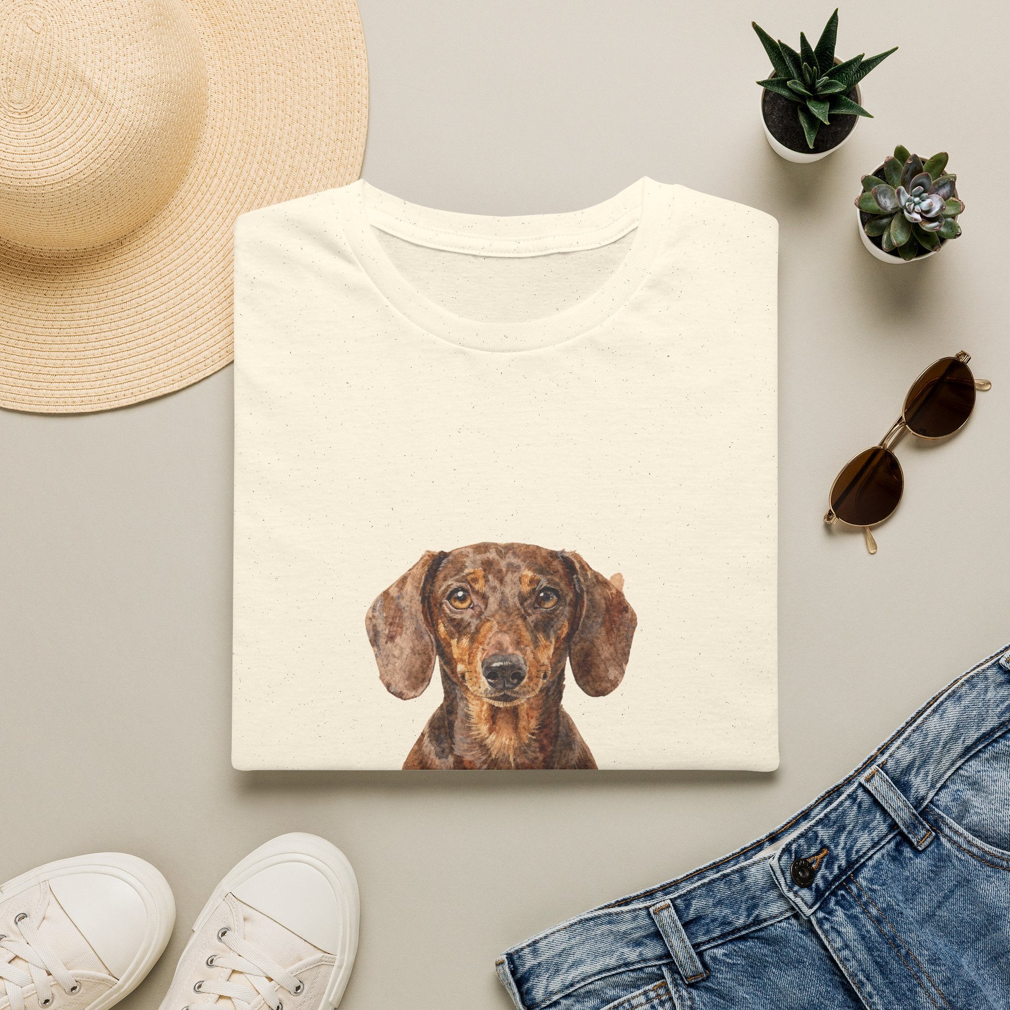 Dachshund Watercolor Portrait Shirt | Personalized Dachshund Mom Tee | Dachshund Lover Gift | Brissa Keepsake