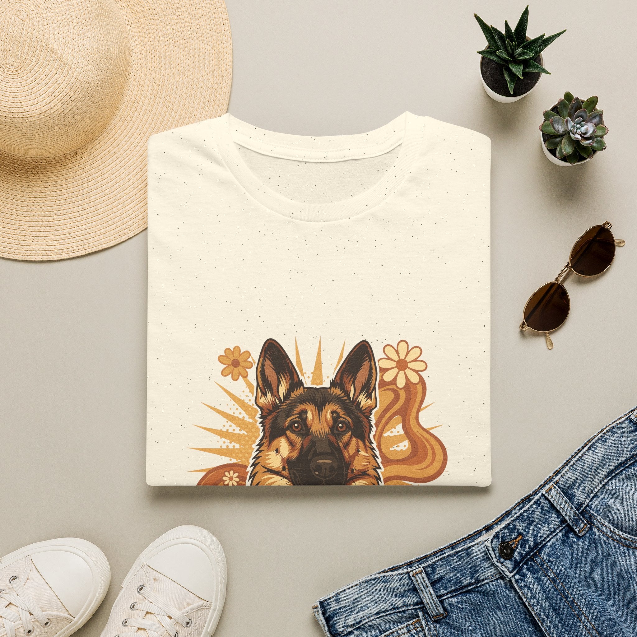 German Shepherd Retro Groovy 70S Design Shirt | Personalized German Shepherd Mom Tee | German Shepherd Lover Gift | Brissa Keepsake