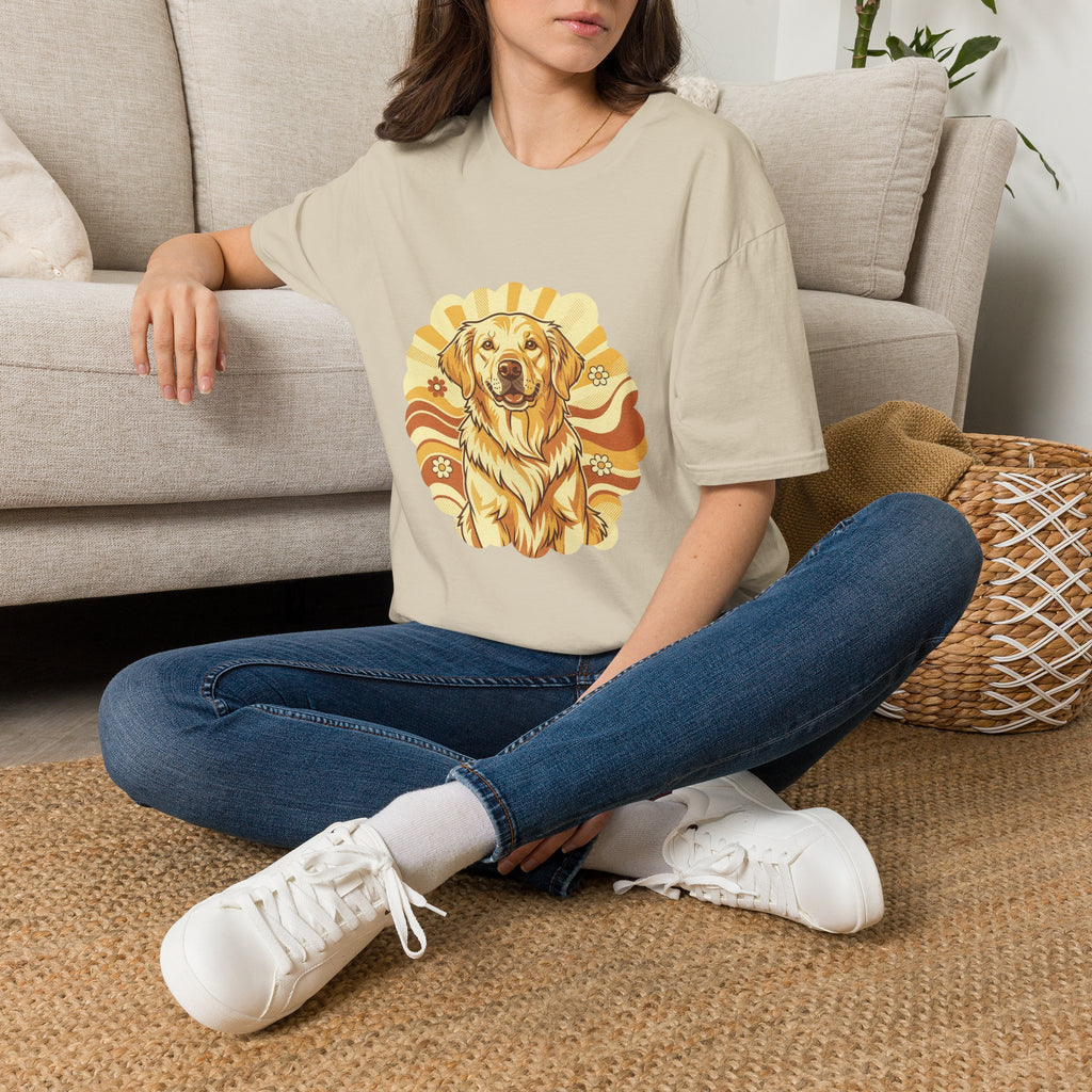 Golden Retriever Retro Groovy 70S Design Shirt | Personalized Golden Retriever Mom Tee | Golden Retriever Lover Gift | Brissa Keepsake