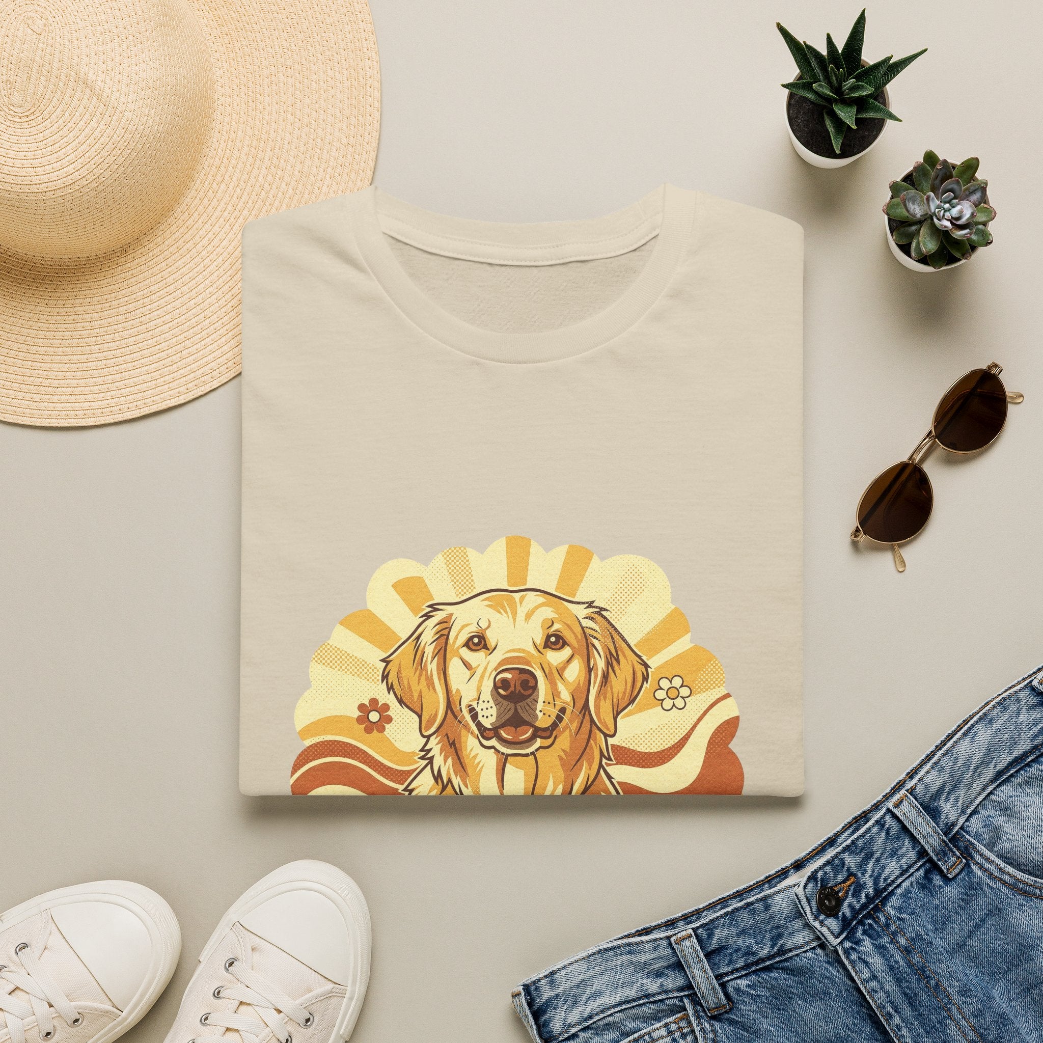Golden Retriever Retro Groovy 70S Design Shirt | Personalized Golden Retriever Mom Tee | Golden Retriever Lover Gift | Brissa Keepsake