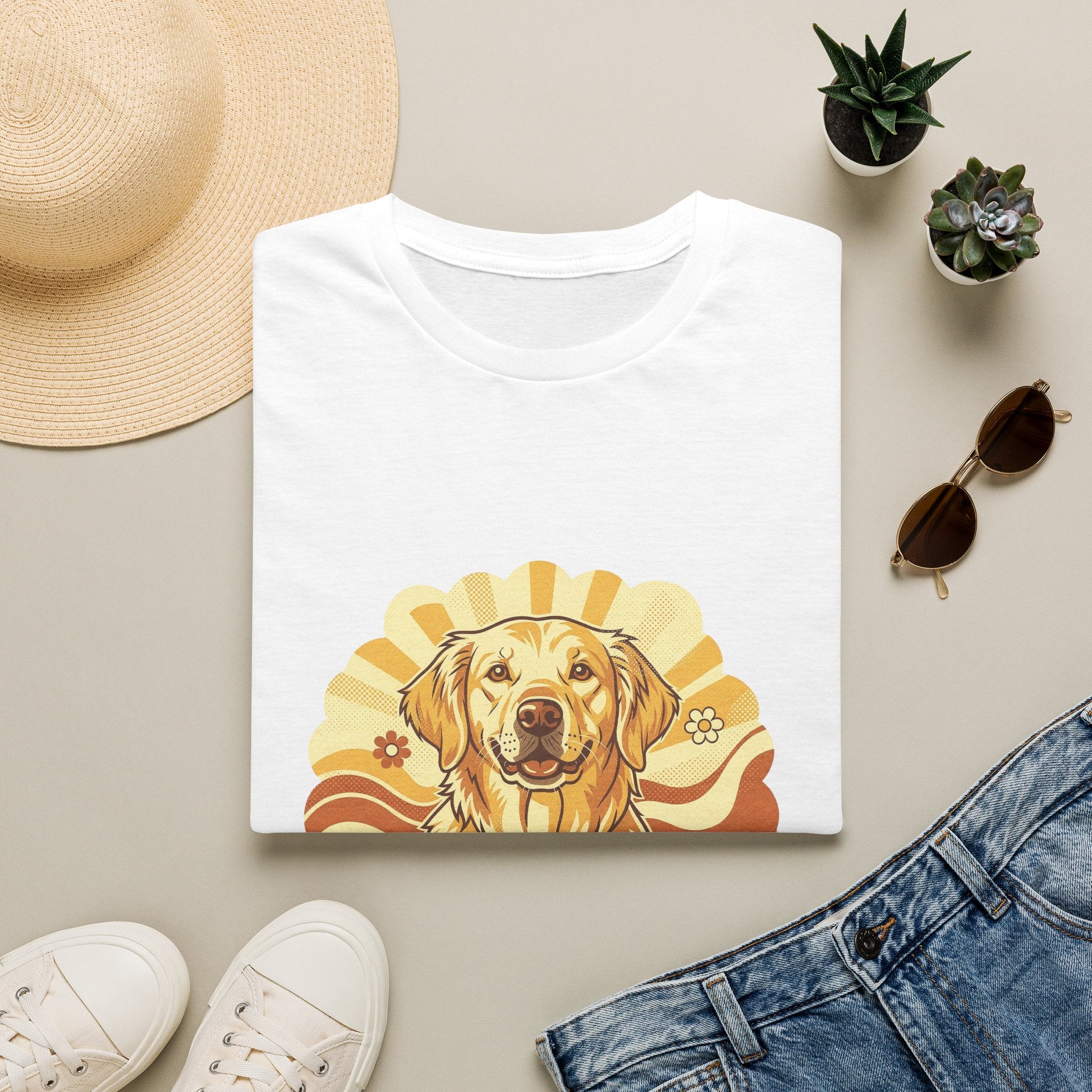 Golden Retriever Retro Groovy 70S Design Shirt | Personalized Golden Retriever Mom Tee | Golden Retriever Lover Gift | Brissa Keepsake