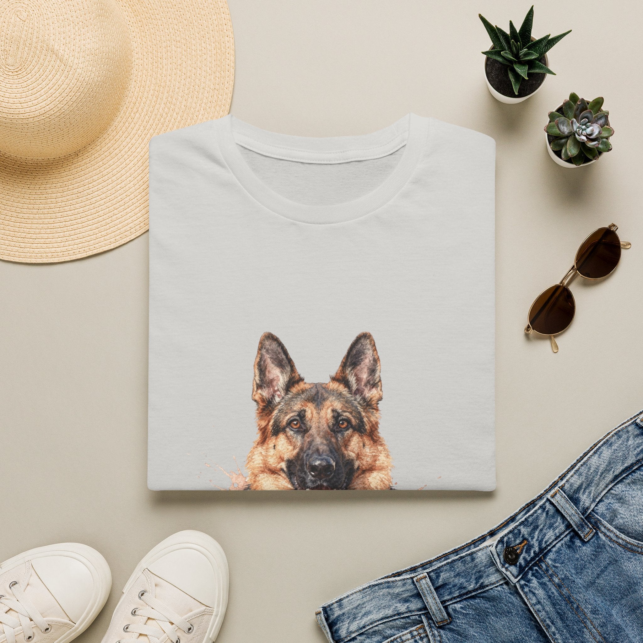 German Shepherd Watercolor Portrait Shirt | Personalized German Shepherd Mom Tee | German Shepherd Lover Gift | Brissa Keepsake