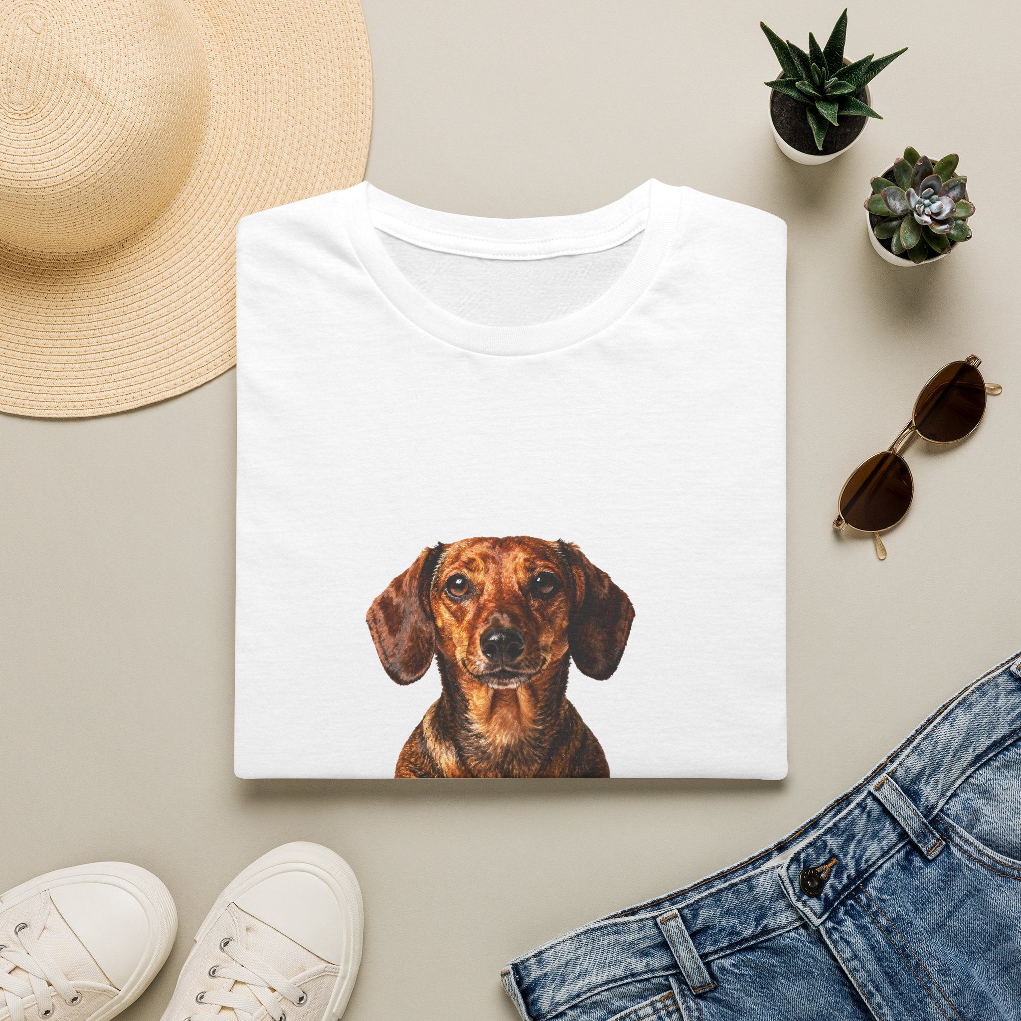 Dachshund Fine Art Photorealistic Portrait Shirt | Personalized Dachshund Mom Tee | Dachshund Lover Gift | Brissa Keepsake