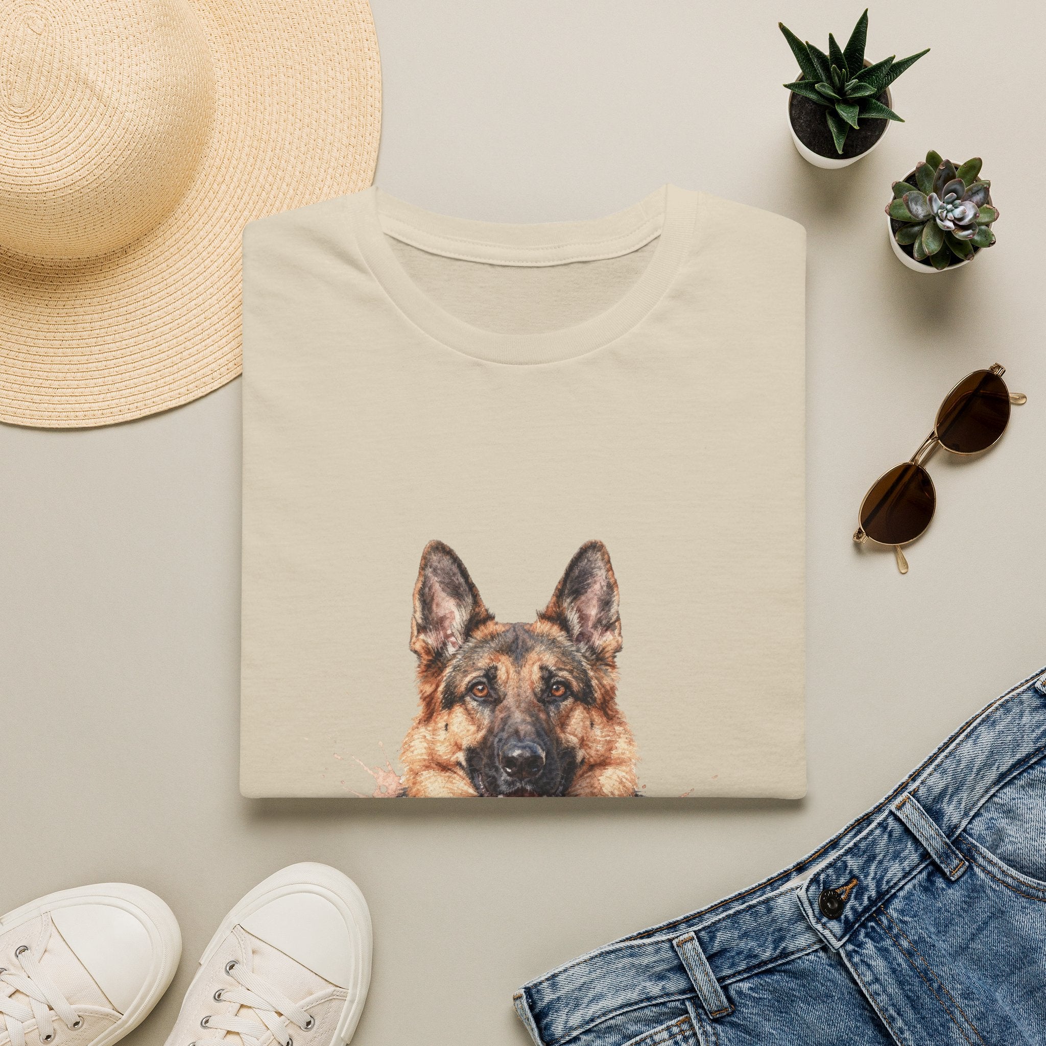 German Shepherd Watercolor Portrait Shirt | Personalized German Shepherd Mom Tee | German Shepherd Lover Gift | Brissa Keepsake