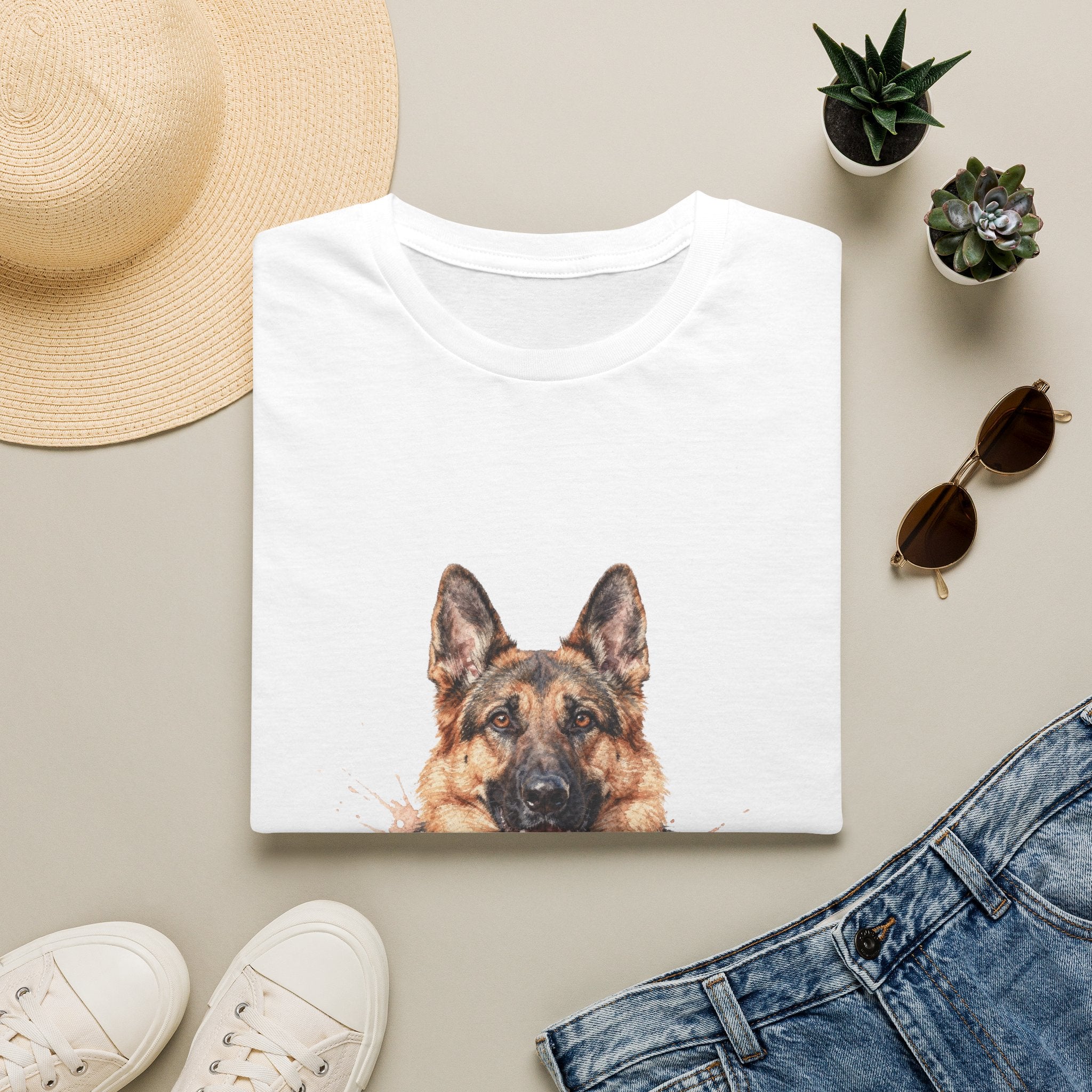 German Shepherd Watercolor Portrait Shirt | Personalized German Shepherd Mom Tee | German Shepherd Lover Gift | Brissa Keepsake