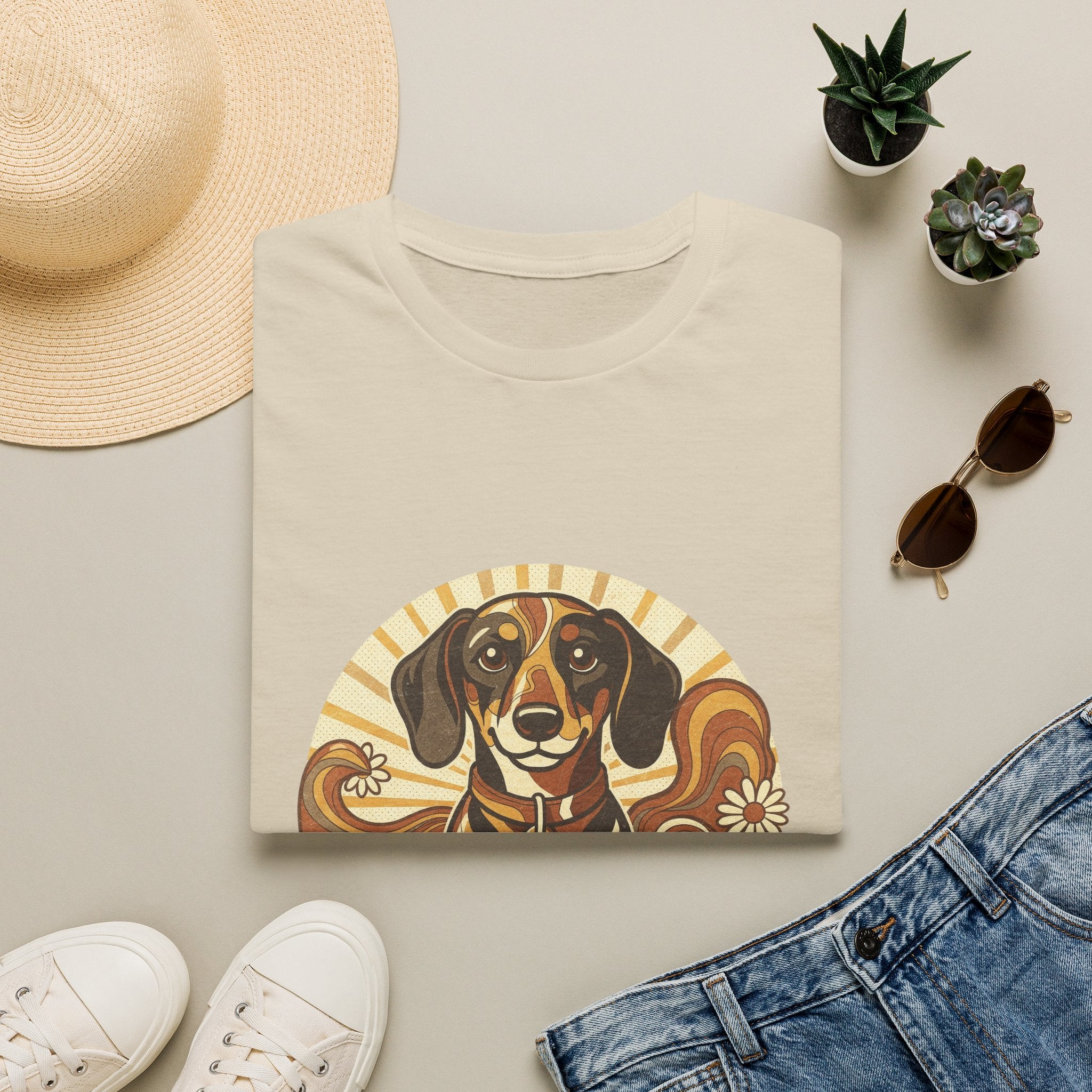 Dachshund Retro Groovy 70S Design Shirt | Personalized Dachshund Mom Tee | Dachshund Lover Gift | Brissa Keepsake